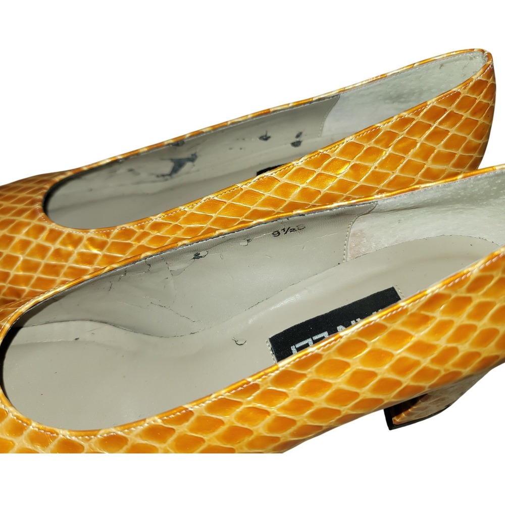 Vaneli Women's Orange Snake Square Toe Block Heel 9.5 Pumps Office Minimalist - Picture 8 of 10